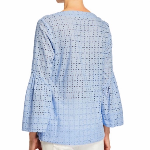 NWT Neiman Marcus light blue Eyelet top. - Picture 2 of 8